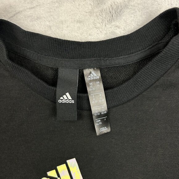 Adidas Sweatshirt Womens XL Black Crop Top Long Sleeve T Shirt Logo Active - Picture 3 of 15